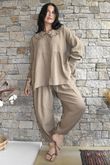 Annie Cushion Cotton Cuff Barrel Pant Honey Bronze